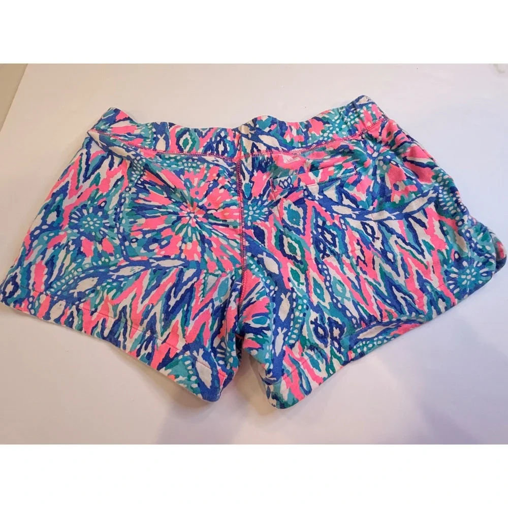 Lilly Pulitzer Buttercup Knit Shorts Pink Blue Abstract Floral Style 23828 Small - Picture 6 of 9